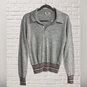 1950s Women’s Bellini Knit Top Mid Century Polo Striped Waistband/Cuffs